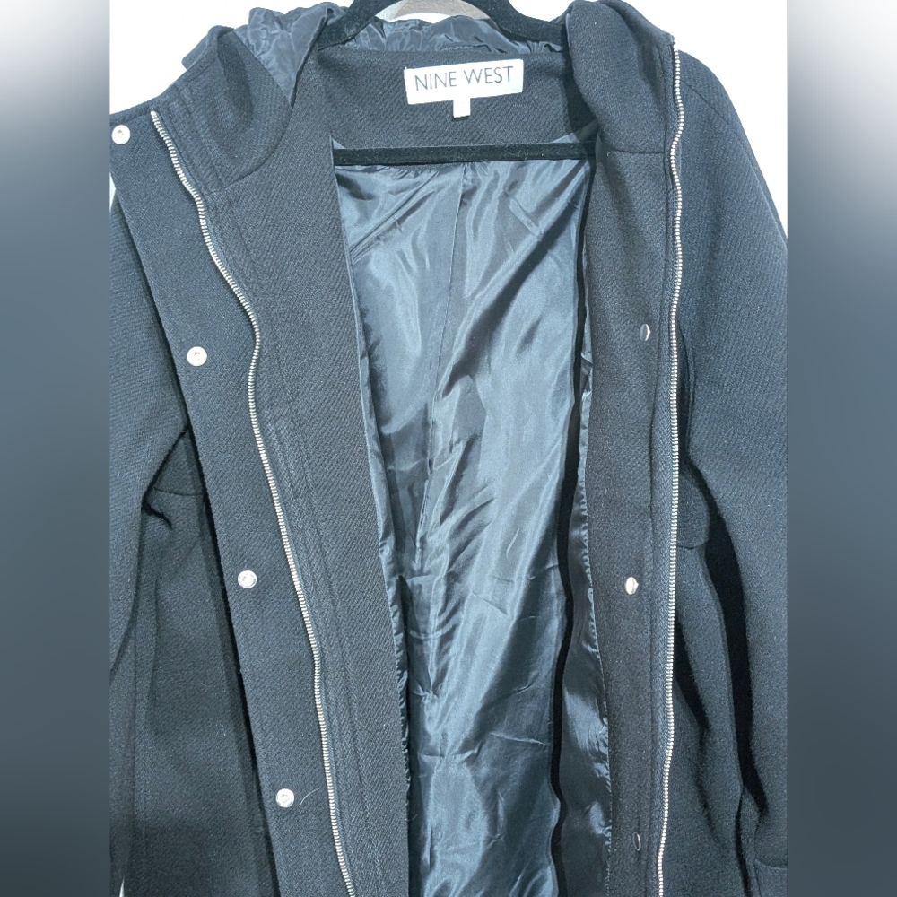 🖤 NWT Nine West Hooded Duffle Jacket Black Size XL - Picture 7 of 16